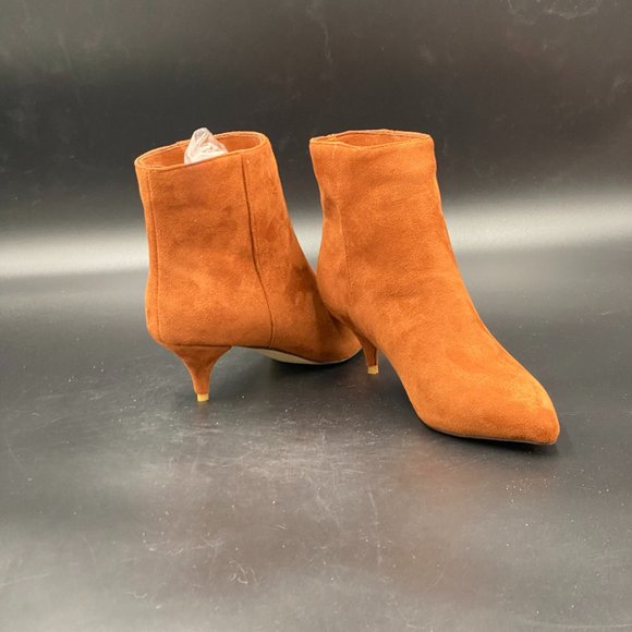 Cabernet Kitten Heel Pointed Toe Booties Brown